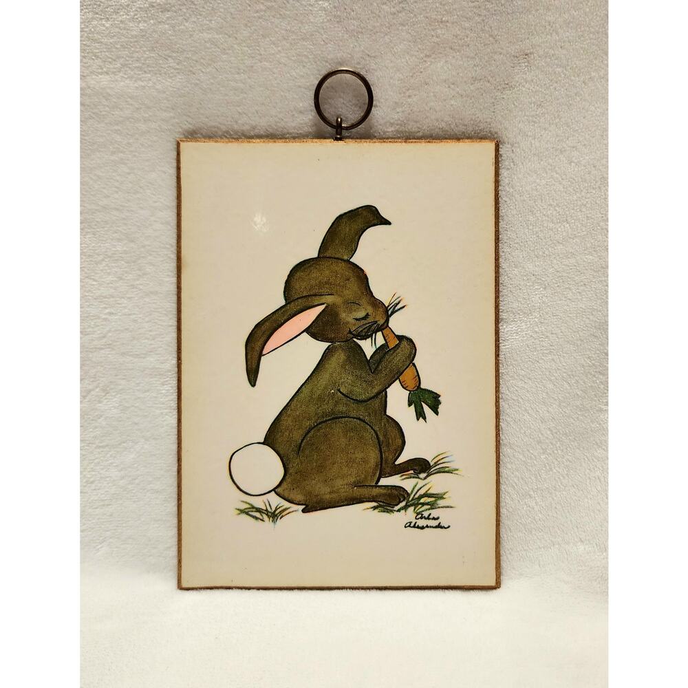 Bunny Wall Hanging Decor by Arlene Alexander circa 1970s